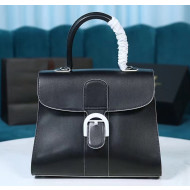 Delvaux Magritte Brillant MM Top Handle Bag in Box Calf Leather Black/White 2020