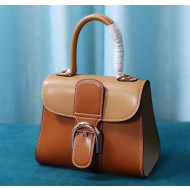 Delvaux Brillant Mini Top Handle Bag in Box Calf Leather Caramel/Khaki 2020