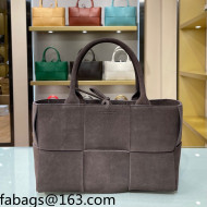 Bottega Veneta Arco Tote Bag in Maxi-Woven Suede Taupe 2021 614486