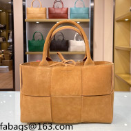Bottega Veneta Arco Tote Bag in Maxi-Woven Suede Camel Brown 2021 614486