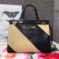 Gucci Zumi Diagonal Stripe Medium Top Handle Bag 564714 Gold/Black 2019