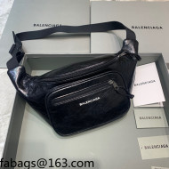 Balenciaga Logo Grained Leather Medium Belt Bag Black 2021 13