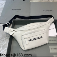 Balenciaga Logo Grained Leather Medium Belt Bag White 2021 15