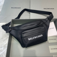 Balenciaga Logo Grained Leather Large Belt Bag Black 2021 12