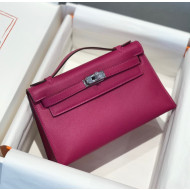 Hermes Kelly Pochette Bag 22cm Rose Purple/Silver 2022 22