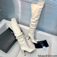 Saint Laurent Betty Over-the-knee Boots in Calfskin White 2021