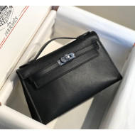 Hermes Kelly Pochette Bag 22cm Black/Silver 2022 26