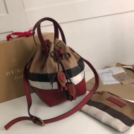 Bur. House Check and Leather Tassel Drawing Bucket Bag Burgundy 2018