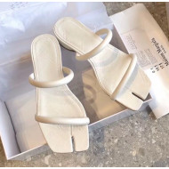 Maison Margiela Tabi Logo Embossed Leather Slip-on Sandals White 2020