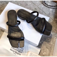 Maison Margiela Tabi Logo Embossed Leather Slip-on Sandals Black 2020
