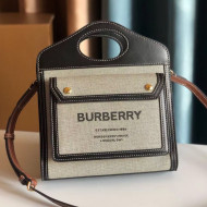 Burberry Mini Two-tone Canvas and Leather Tote Pocket Bag Black 2021