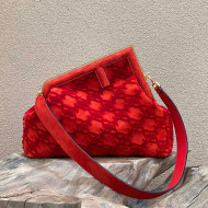 Fendi First Medium Karligraphy Cotton Bag 80018L Red 2022