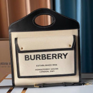Burberry Medium Two-tone Canvas and Leather Tote Pocket Bag Black 2021