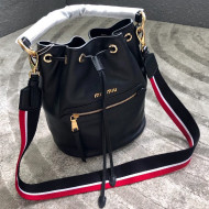 Miu Miu Leather Bucket Bag 5BE027 Black 2018
