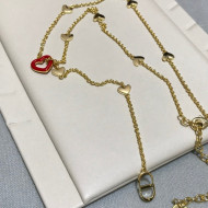 Dior Dioramour Y Necklace Gold/Red 2021 082412
