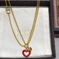 Dior Dioramour Long Necklace Gold/Red 2021 082414