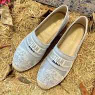 Dior Granville Flat Espadrilles in Grey Toile de Jouy Reverse Embroidered Cotton 2021