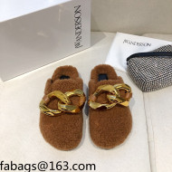JW Anderson Shearling Chain Mules Brown 2021 1116106