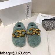 JW Anderson Shearling Chain Mules Green 2021 1116107