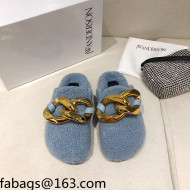 JW Anderson Shearling Chain Mules Blue 2021 1116110