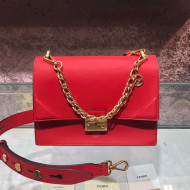 Fendi Kan U Medium Calfskin Flap Bag Red/Gold 2019 