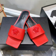 Versace Lambskin Flat Side Sandals Red 2022 032636