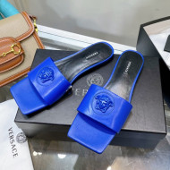 Versace Lambskin Flat Side Sandals Blue 2022 032640