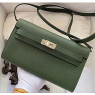Hermes Kelly Long To Go Wallet in Original Epsom Leather Deep Green/Silver 2020