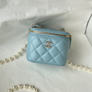 Chanel Lambskin Small Vanity with Pearl AS2581 Blue 2022