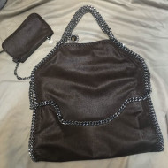 Stella McCartney Falabella Fold Over Tote Bag Dark Brown/Silver 2020