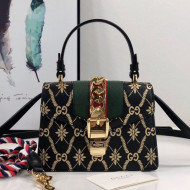 Gucci Sylvie Flower GG Leather Mini Bag 470270 Black 2020
