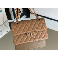 Chanel Haas Grained Calfskin Small Classic Flap Bag A01113 Apricot/Light Gold 2021(Original Quality)