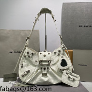 Balenciaga Le Cagole Lambskin Medium Shoulder Bag White/Aged Silver 2021