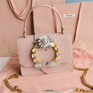 Miu Miu Miv Lady Top Handle Bag in Crocodile Embossed Calfskin 5BA196 Pink 2021
