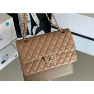 Chanel Haas Grained Calfskin Medium Classic Flap Bag A01112 Apricot/Light Gold 2021(Original Quality)
