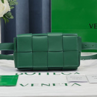 Bottega Veneta The Belt Cassette Bag in Maxi-Woven Lambskin Dark Green 2021 03