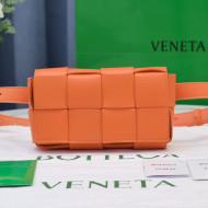 Bottega Veneta The Belt Cassette Bag in Maxi-Woven Lambskin Orange 2021 06