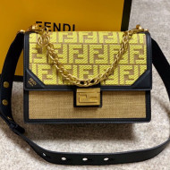 Fendi Kan U Medium Embroidered Shoulder Bag Yellow/Beige/Black 2020