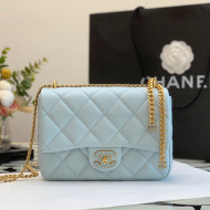 Chanel Lambskin & Enamel Small Flap Bag AS3112 Light Blue 2022