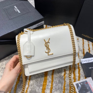 Saint Laurent Sunset Medium Bag in Smooth Leather 442906 White/Gold 2020