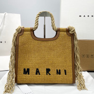 Marni Tropicalia Tassel Basket Bag in Leather and Raffia 4346 Gold 2021