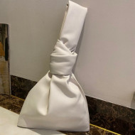 Bottega Veneta Calfskin Mini Twist Knot Clutch Bag White 2021