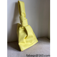Bottega Veneta Calfskin Mini Twist Knot Clutch Bag Yellow 2021