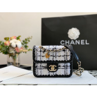 Chanel Tweed Braided Trim Mini Square Flap Bag AS2495 White 2022