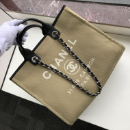 Chanel Deauville Mixed Fibers Medium Shopping Bag A67001 Khaki 2022 06