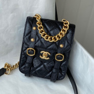 Chanel Aged Calfskin Messenger Mini Flap Bag AS2695 Black/Gold 2021