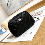 Chanel Lambskin Nano Cosmetic Vanity Pouch Black 2022 05