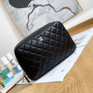 Chanel Lambskin Small Cosmetic Vanity Pouch Black 2022 07