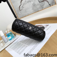 Chanel Lambskin Cosmetic Vanity Clutch Black 2022 09