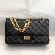 Chanel Medium 2.55 Aged Calfskin Classic Flap Bag A37586 Black/Gold 2021